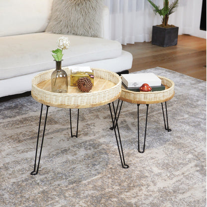 Woven Round Storage Table Acalora