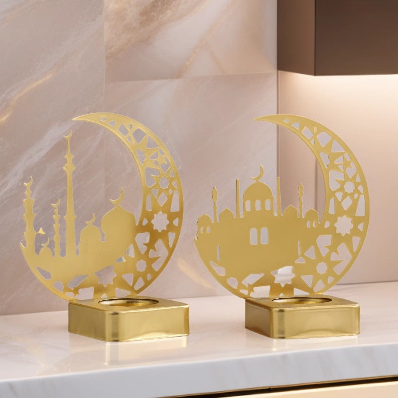 Decorative Crescent Mosque Metal Tealight Candle Holder Acalora