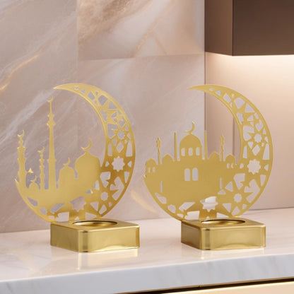 Decorative Crescent Mosque Metal Tealight Candle Holder Acalora