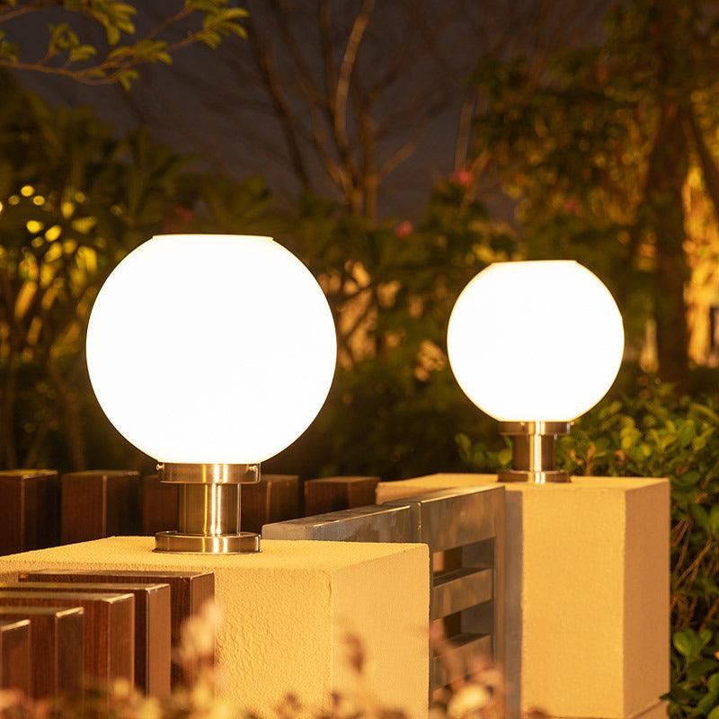 Modern Stainless Steel Globe Fence Post Lighting Fixtures Bowlift
