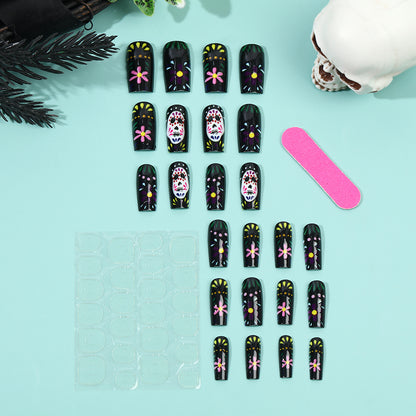 Creative artificial nails with sugar skull design Acalora