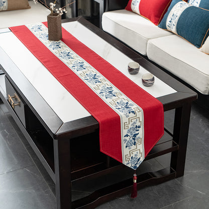 Elegant Floral Embroidered Table Runner