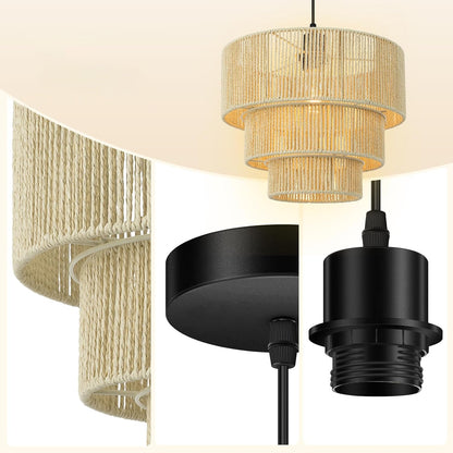 Elegant hanging lamp with rattan details Acalora