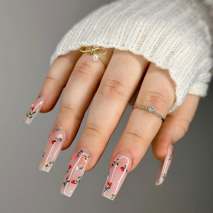 Elegant artificial nails with floral decorations Acalora