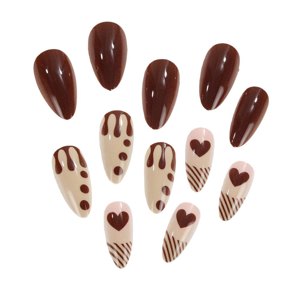 Artificial nails with creative heart and chocolate designs Acalora
