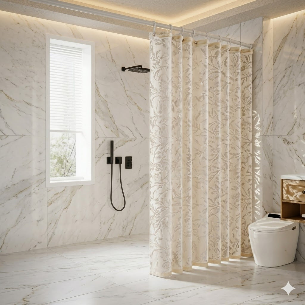 Elegant Textured Botanical Shower Curtain