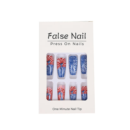 Creative acrylic nails with patriotic patterns Acalora