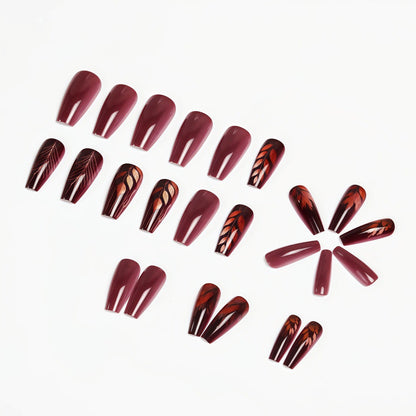 Premium Artificial Nails with Botanical Motif Acalora