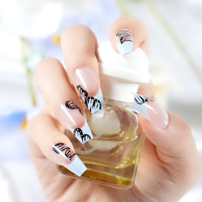 Artistic Long Coffin Press-On Nails with Butterfly Design Acalora