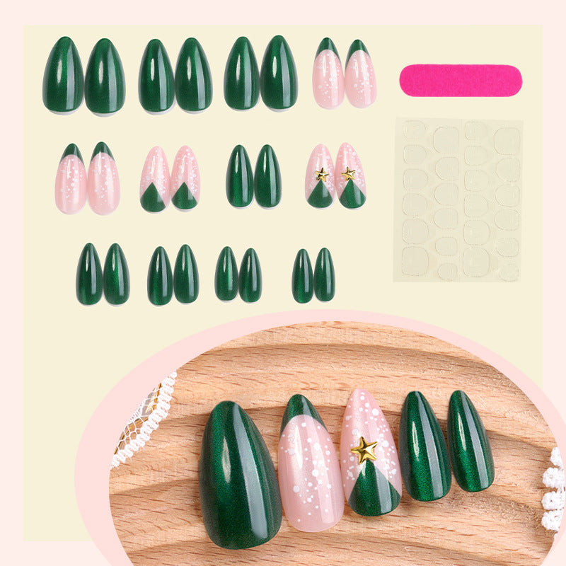 Deluxe Press-On Nail Set with Christmas-inspired Designs Acalora