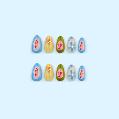Artificial nails with playful fruit and flower motif Acalora