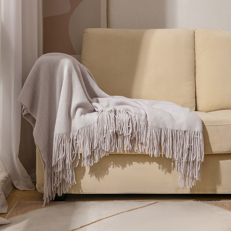 Unisex Luxurious Plush Fringe Throw Blanket