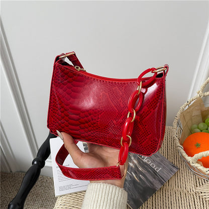 Stylish Textured Snakeskin Effect Handbag Acalora