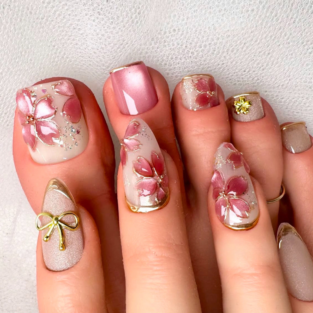 Floral Design Gel Nail Art Acalora
