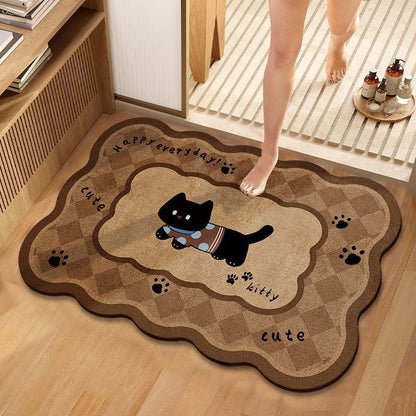 Playful Cat-Themed Bath Mat