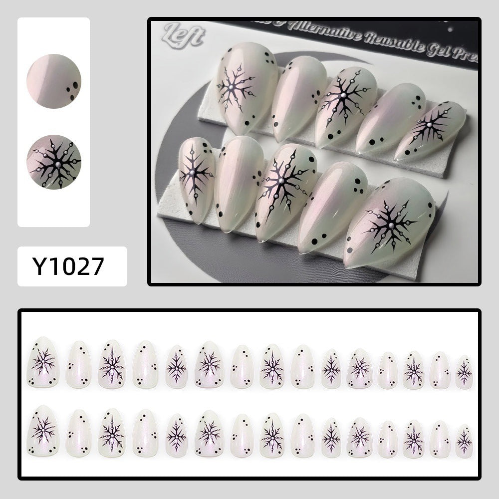 Artificial nail set with snowflake pattern Acalora