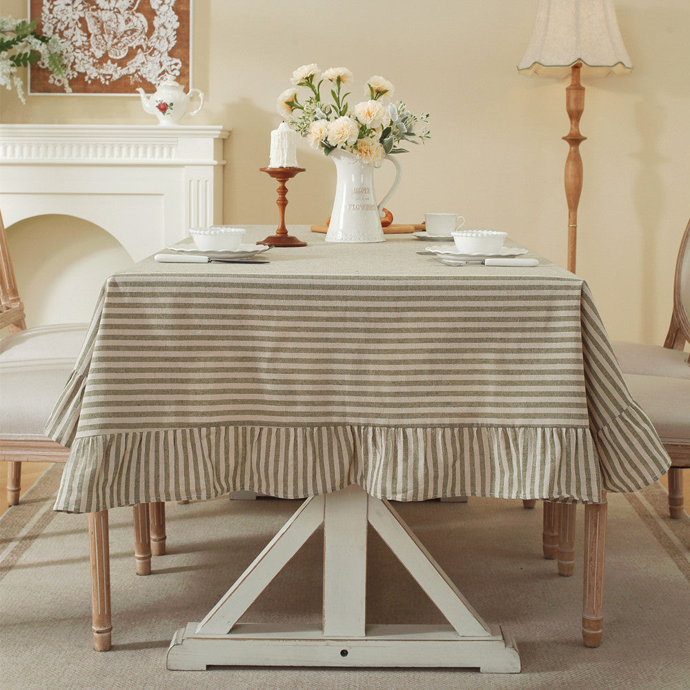 Flirty Striped Tablecloth with Ruffled Hem