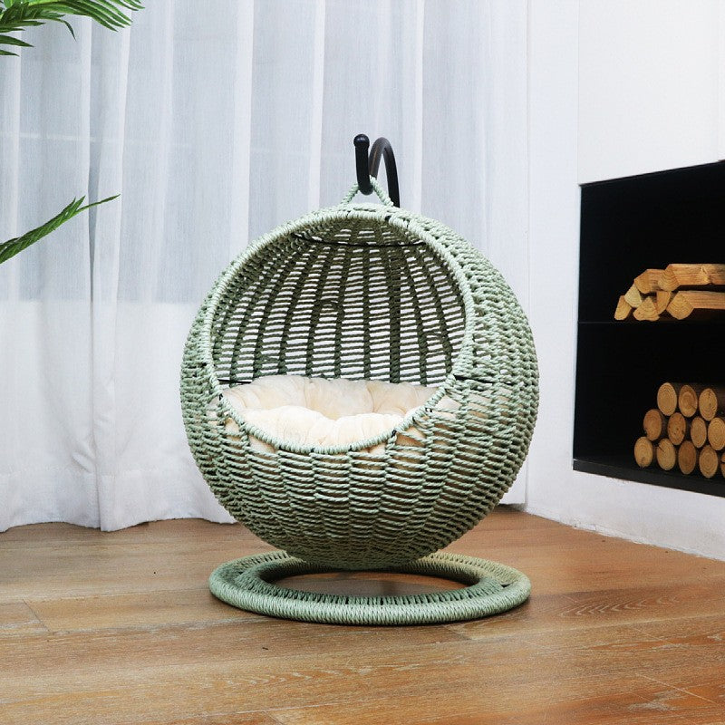 Hanging chair made of rattan with comfortable cushion Acalora