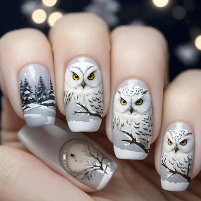 Snowy Owl-Inspired Holiday Nail Art Acalora