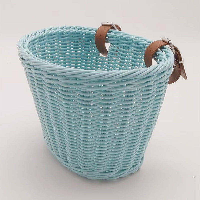 Decorative Woven Storage Basket with Leather Handles Acalora