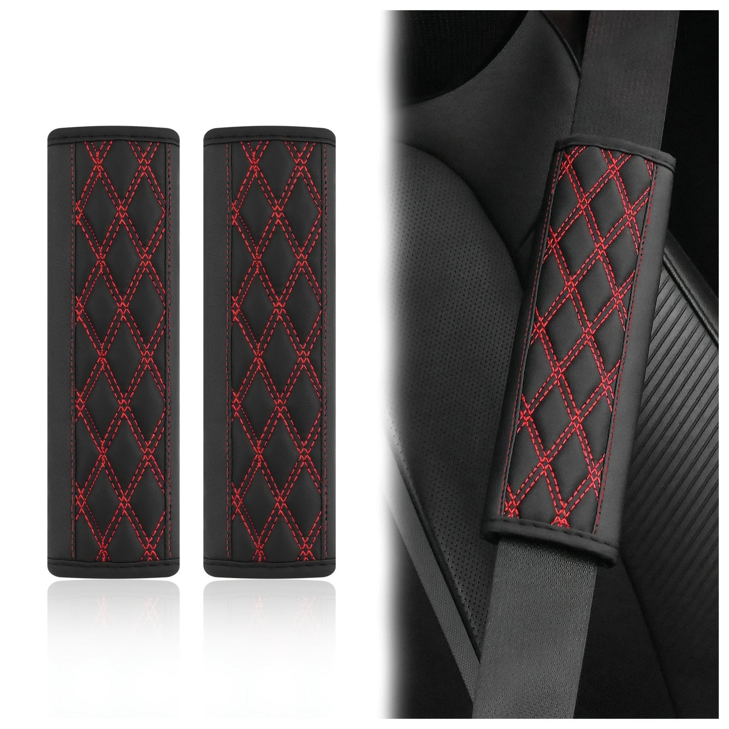 Quilted PU Leather Seat Belt Shoulder Pads Bowlift