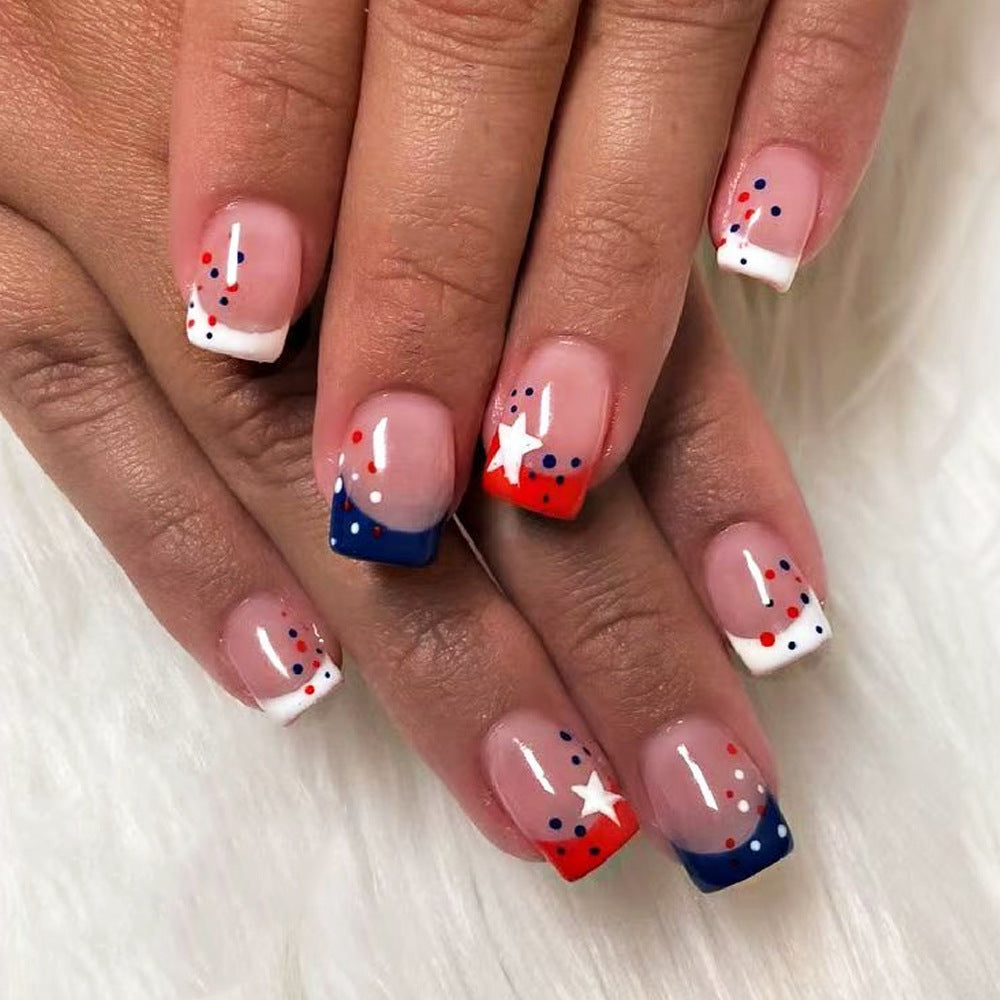 Decorative Press-On Nail Art Set with Star and Stripe Designs Acalora