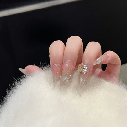 Elegant Stiletto Nail Art Set with Crystal Embellishments Acalora