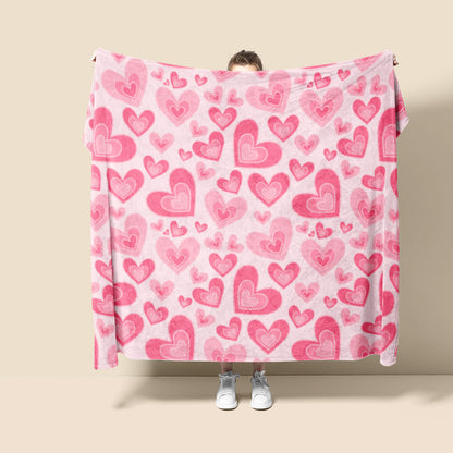Heart Pattern Fleece Throw Blanket