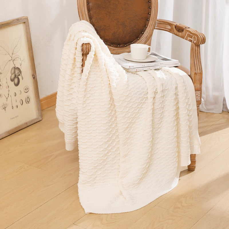 Unisex Textured Knit Throw Blanket