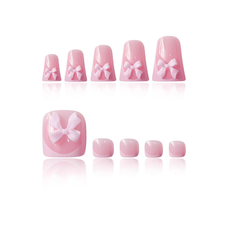 Decorative Press-On Nail Art with Bow Accents Acalora