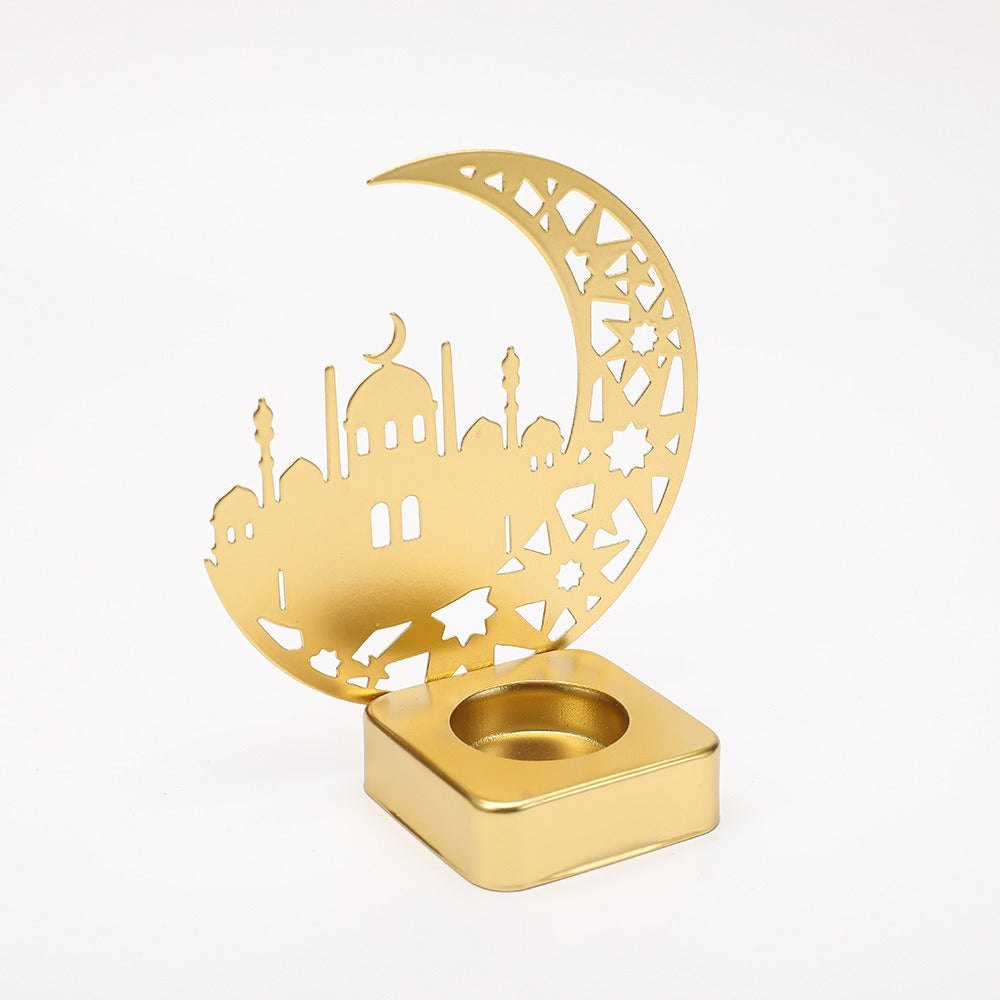 Decorative Crescent Mosque Metal Tealight Candle Holder Acalora