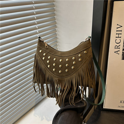 Bohemian Fringe Detail Crossbody Bag Acalora