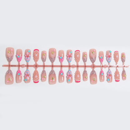 Art nail set with colorful blooming 3D applications Acalora
