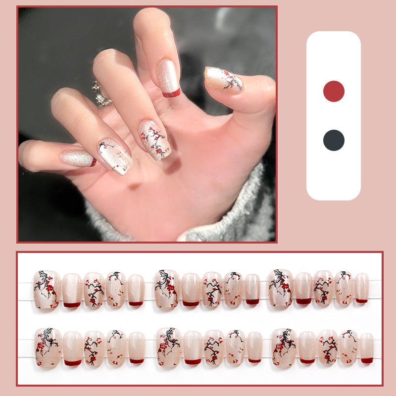 Elegant Floral Artistic Press-On Nails Acalora