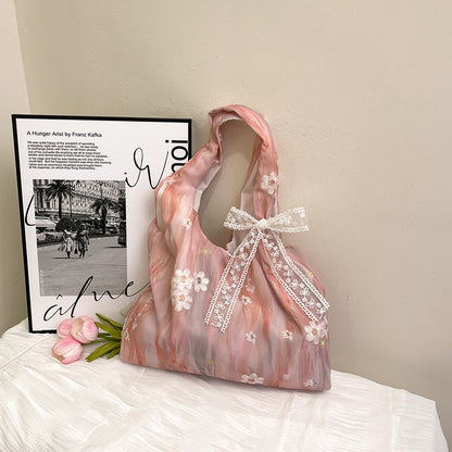 Elegant Floral Printed Shoulder Tote Bag Acalora