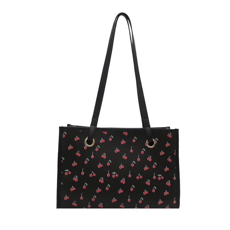 Playful Cherry Print Tote Bag Acalora
