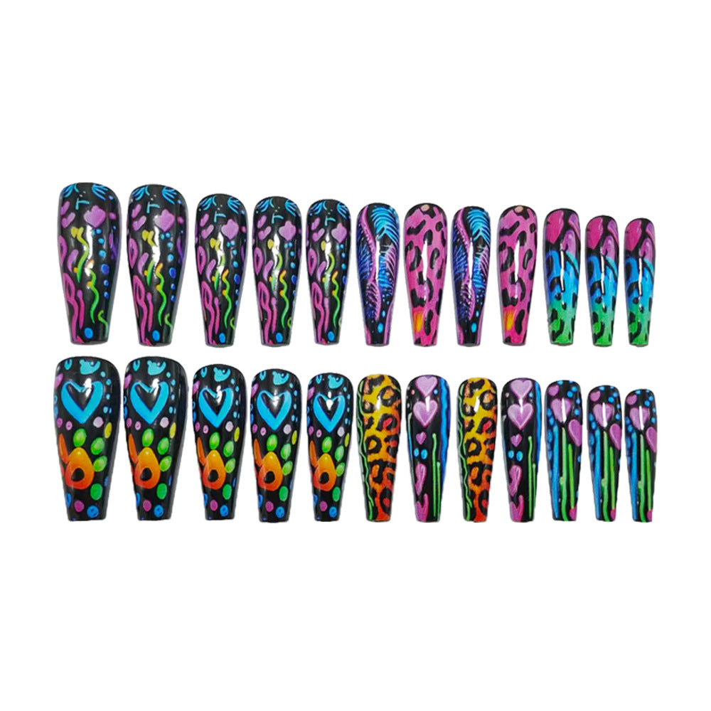 Nail art in colorful neon design Acalora