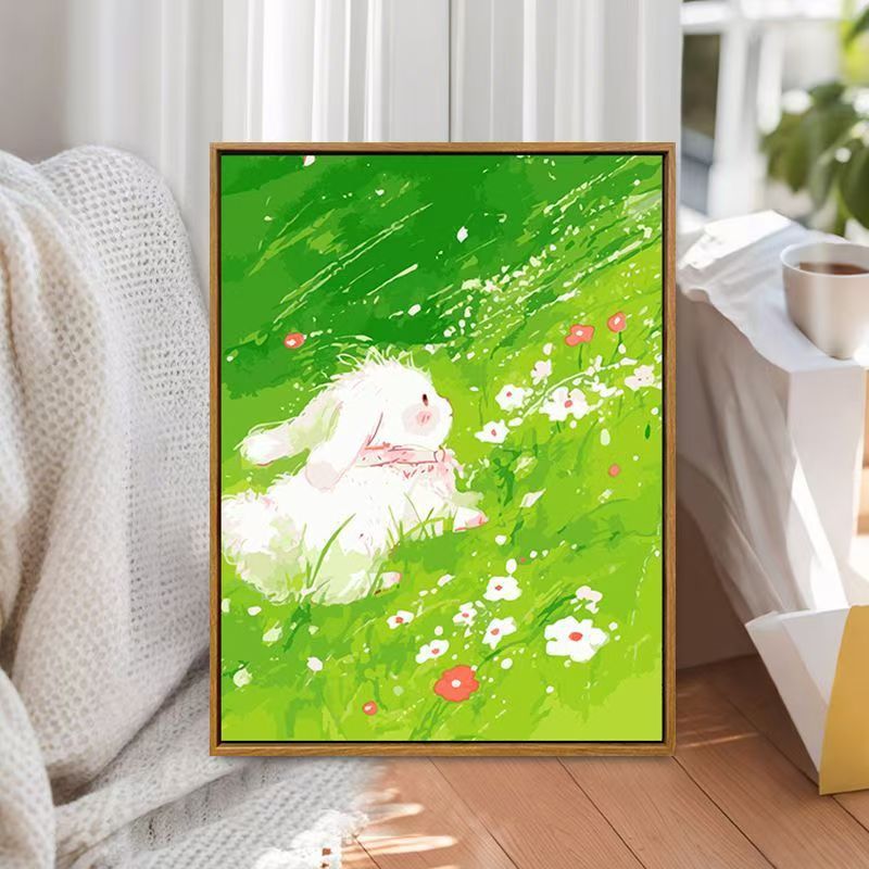 Whimsical Bunny Illustration Canvas Art