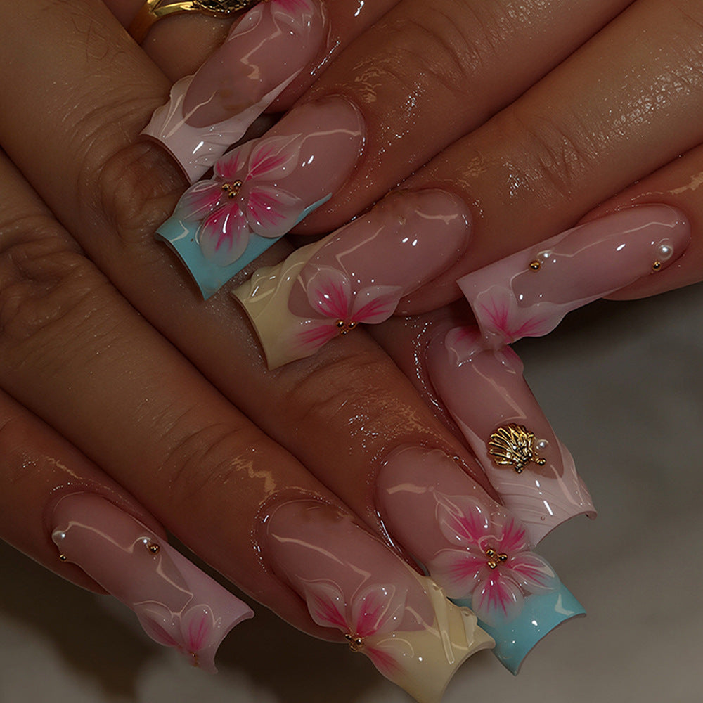 3D Floral Design Press-On Nail Art Acalora