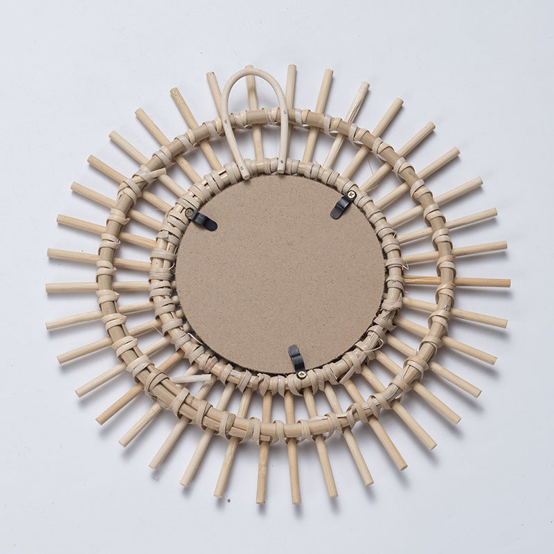 Playful Wall Mirror Made of Rattan Acalora
