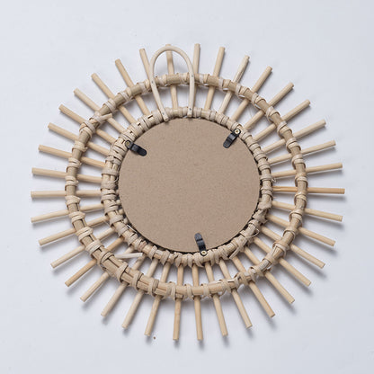 Playful Wall Mirror Made of Rattan Acalora