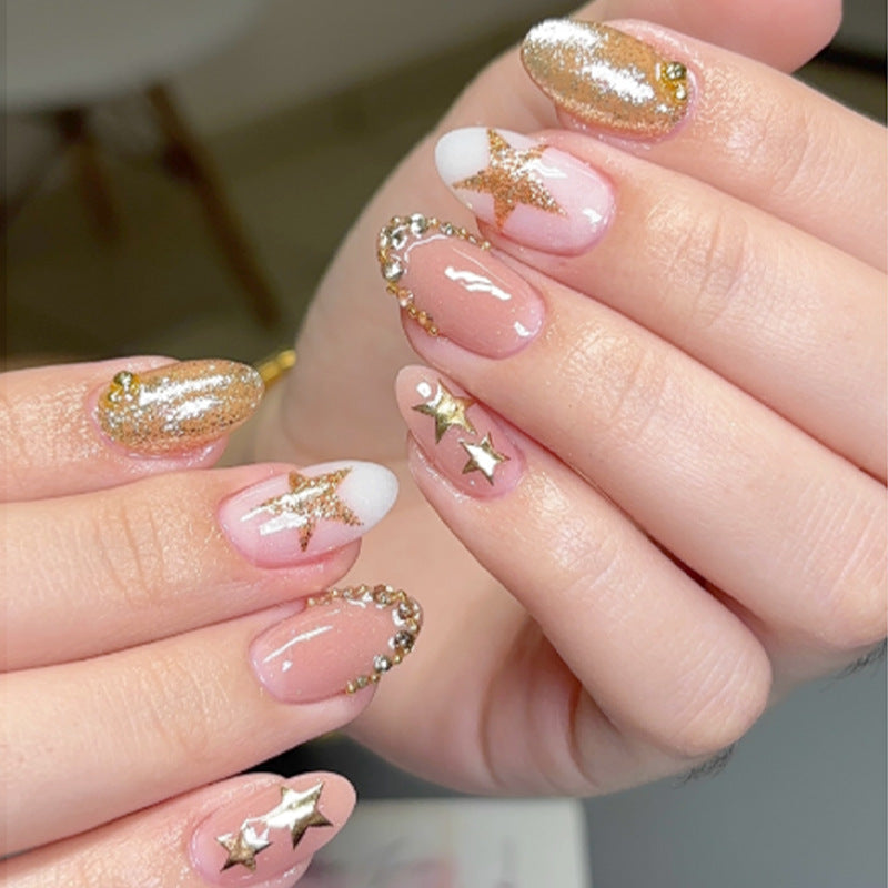 Glamorous Press-On Nail Art Set with Rhinestone Accents Acalora