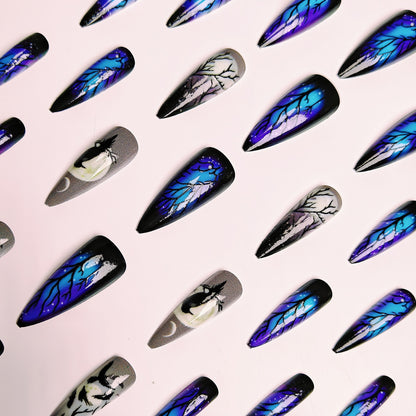 Artistic Moonlit Raven Nail Design Acalora