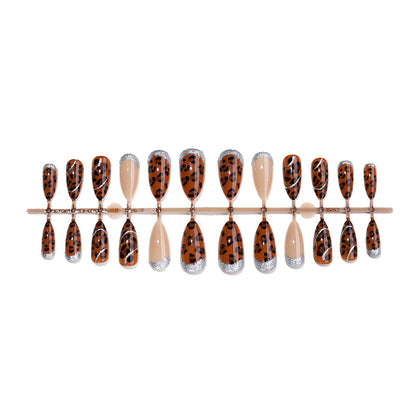 Decorative Press-On Nail Kit with Leopard Print and Glitter Accents Acalora