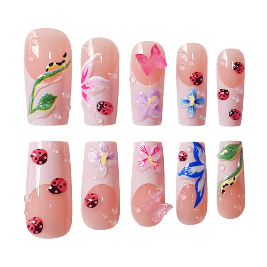Floral Raised 3D Press-On Nail Set Acalora