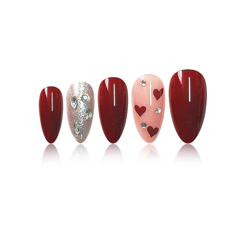 Romantic Heart-Themed Press-On Nail Set Acalora