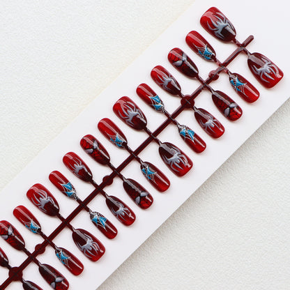 Thematic Spider-Man Inspired Press-On Nail Art Set Acalora