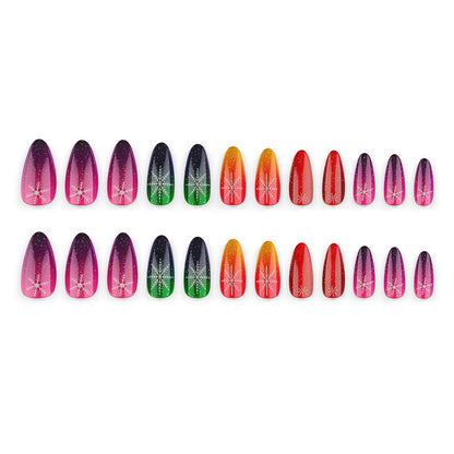 Artificial nails with snowflake motif in glitter finish Acalora