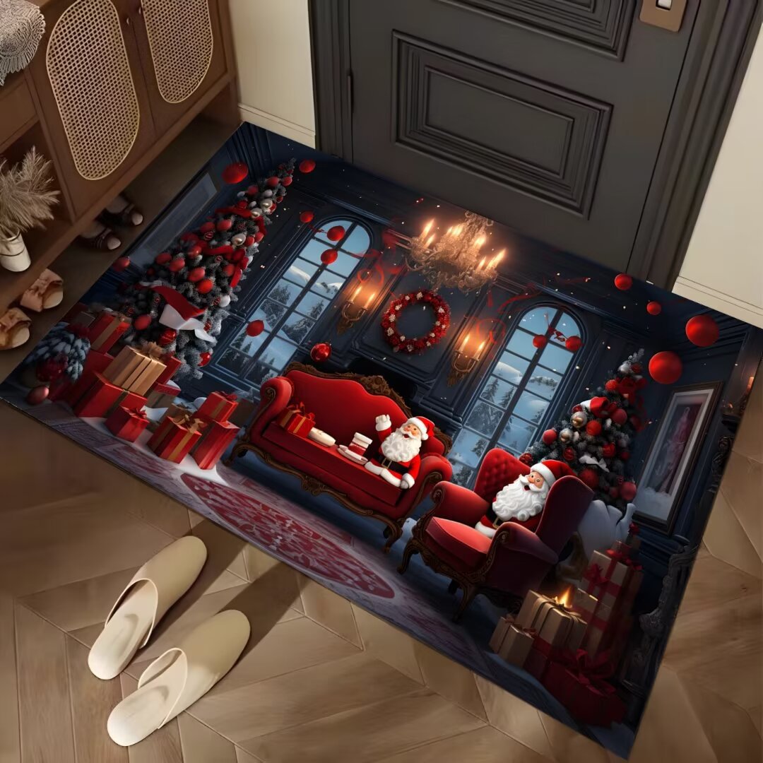 Festive Winter-Themed Entrance Mat