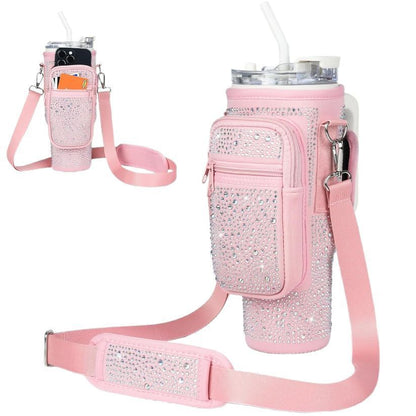 Ladies trendy and sparkling drinking bottle with shoulder bag Bowlift